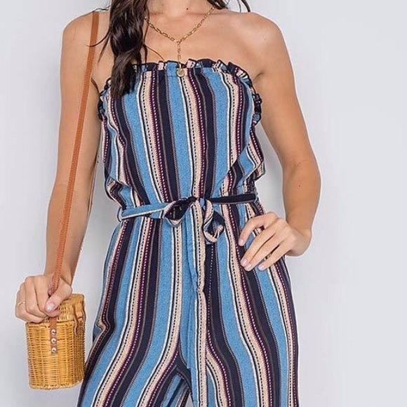 SALE ~ CROP HEM REMOVABLE SPAGHETTI STRAP JUMPSUIT - Picture 3 of 8